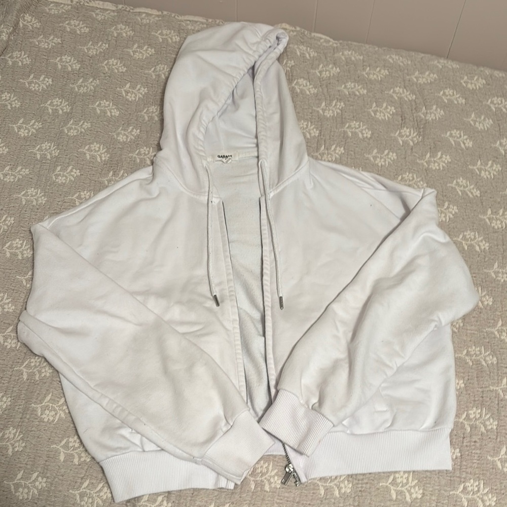 Garage White Zip-Up Hoodie